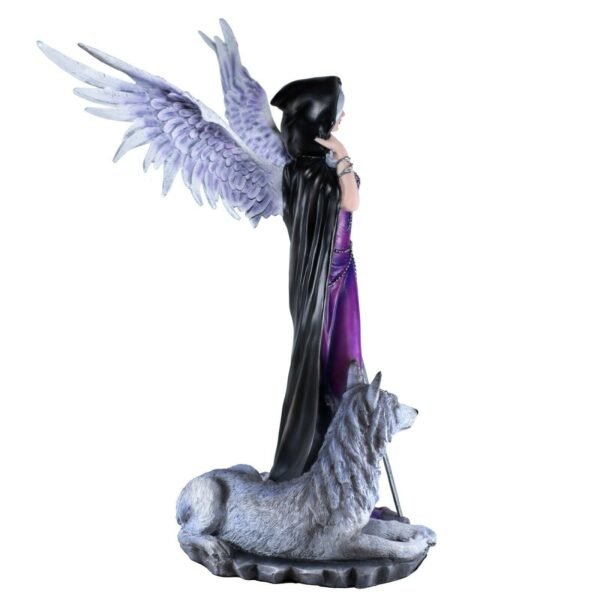 Fairy Collection~Dark Gothic Angel With Wolf Figurine Statue 17.5" High Winged Fairy Warrior New