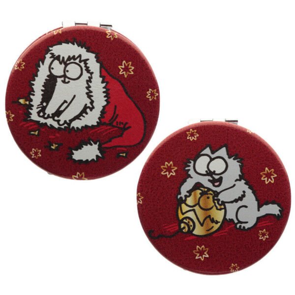 Collectable Design~1 x Simon's Cat Christmas Leatherette Compact Mirror Different image each side