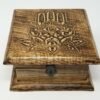 Wicca & Paganism~Lotus Hamsa Hand Wooden Carved Box, 4 x 6", Hand Carved, Brand New