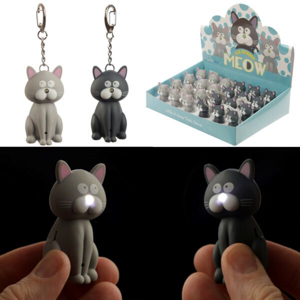 Home Decor~1 Meowing Light and Sound Kitty Cat Keyring LED key ring