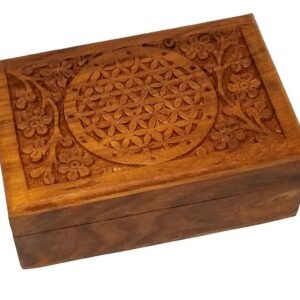 Wicca & Paganism~Flower of Life Wooden Carved Box, 4x6", Hand Carved, Brand New