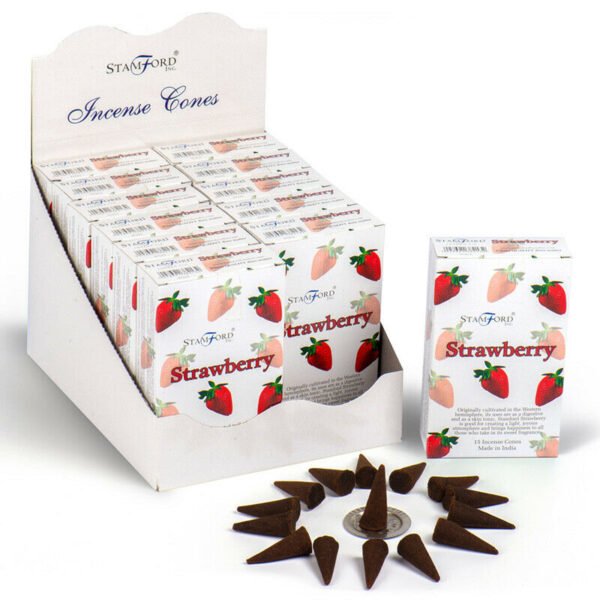Home Fragrance~Stamford Hex Incense Cones- Strawberry 12 pack in box.Each with 15 incense cones