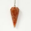 Magicun Stone~Sunstone Pendulum 1.75"L with Chain, Faceted (Natural Crystal Stone)