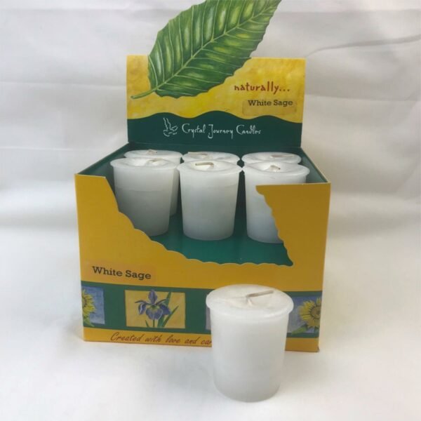 Magic Candle~White Sage Crystal Journey Traditional Herbal Votive Candle Purification