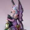 Fairy Collection~Purple Night Fairy With Lantern and Black Cat Figurine 6" High Resin New