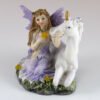 Fairy Collection~Mini Purple Fairy Stroking Unicorn Figurine 2" High Glittery Resin New
