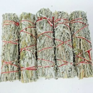 Palo Santo & Sage~5X Black Sage (Mugwort) Smudge Sticks / Wands 4 - 5 " Negativity Removal