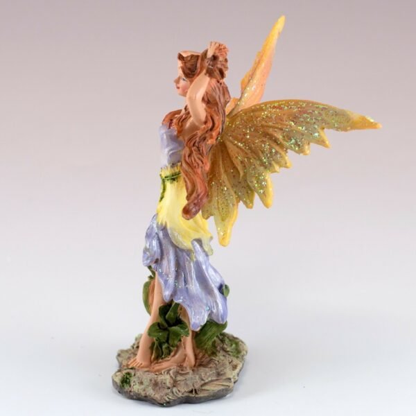Fairy Collection~Small Purple Fairy Holding Hair Up Figurine w/Glittery Wings 4.25" H Resin New