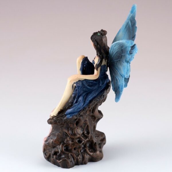Fairy Collection~Mini Blue Fairy On Faux Geode Rock Figurine 4" High Resin New!
