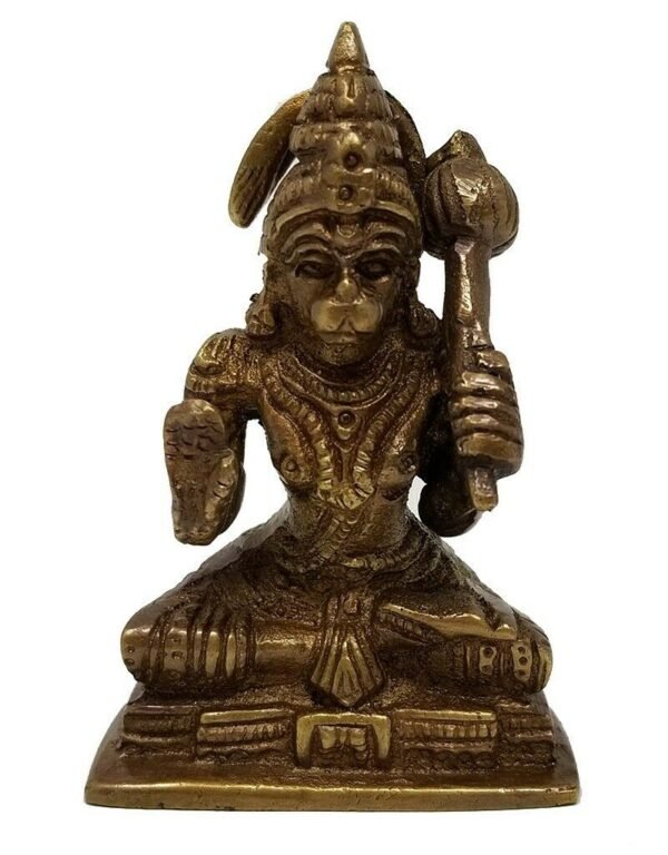 Hinduism Statues & Figures~Brass Antique Finish Blessing Hanuman 3"H 2"W