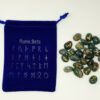 Runes & Stones~Moss Agate Rune Set Healing 25 pc with Velvet Bag