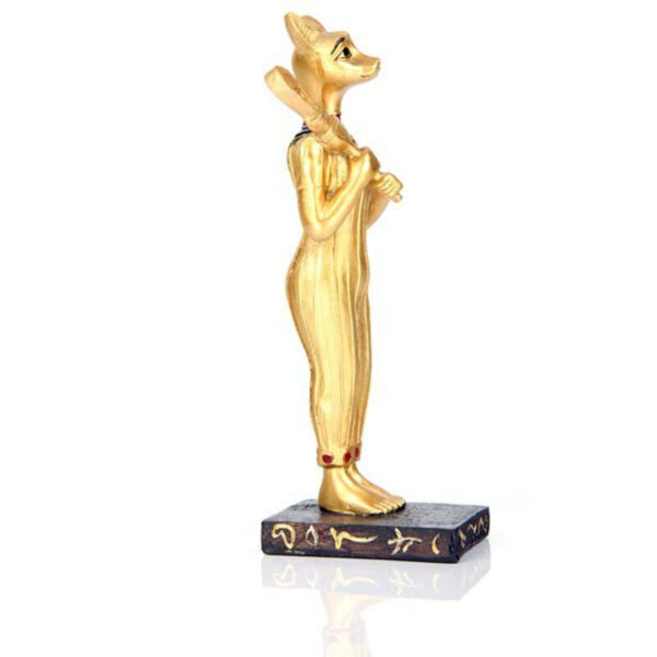 Home Decor~Decorative Gold Standing Bast Egyptian Figurine Sistrum Ornament