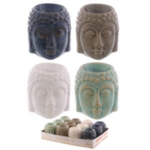 Home Fragrance~Ceramic Crackled Glaze Buddha Head Oil Wax Melt Burner Decoration Fragrance Home