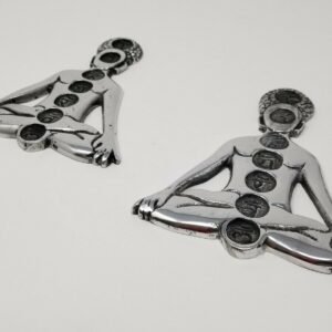 Home Fragrances ~Meditation Seven Chakras Design 5.5" Silver-Tone Metal Cone Incense Burner 2pcs