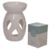 Home Fragrance~Decorative Simple White Ceramic Oil Burner with Teardrop Pattern Home Fragrance