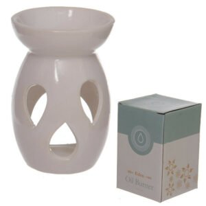 Home Fragrance~Decorative Simple White Ceramic Oil Burner with Teardrop Pattern Home Fragrance