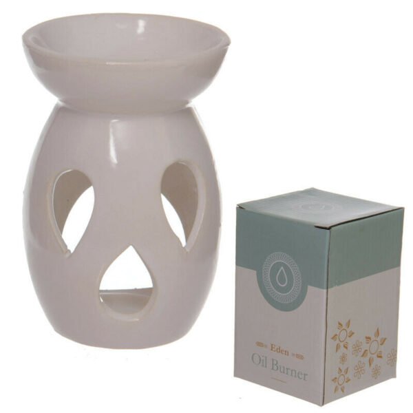 Home Fragrance~Decorative Simple White Ceramic Oil Burner with Teardrop Pattern Home Fragrance