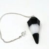 Magicun Stone~Turmuline & White Agate Pendulum w/ Chain, Faceted (Natural Crystal Stone)