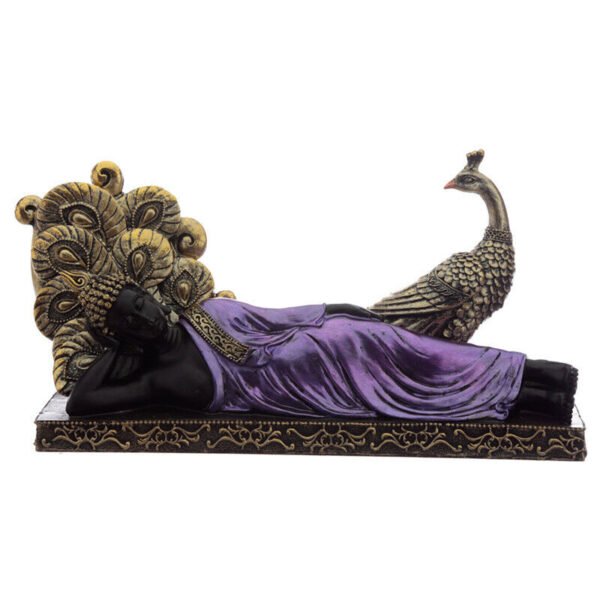 Home Decor~Purple and Black Thai Buddha with Peacock-Meditation