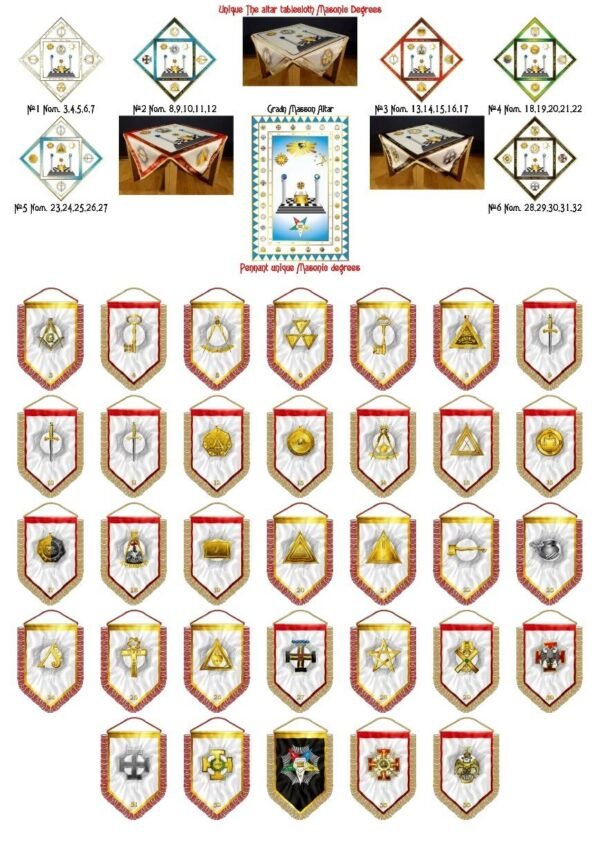 MagicunTarot Cloth~Unique The altar tablecloth Masonic Degrees N1 - 3,4,5,6,7