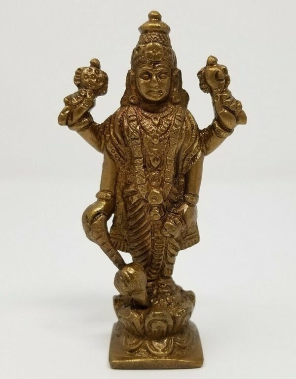 Hinduism Statues & Figures~Brass Antique Finish Lord Lord Vishnu 3.75"H 2"W Statue