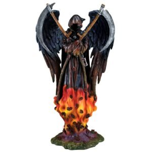 s-l1600_15947b4f-a105-48fd-b639-7d65a2f893e0 Fairy Collection~Grim Reaper Fairy Angel In Flames Holding Scythes Gothic Figurine Statue 10.25"H