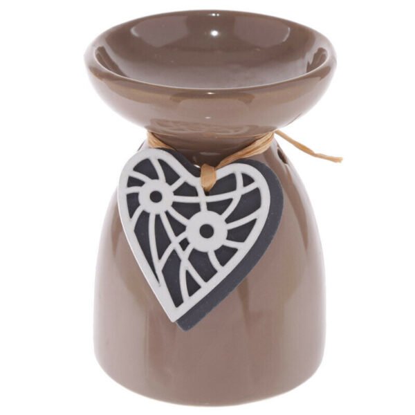 Home Decor~Ceramic Oil Burner - Wooden Heart Motif