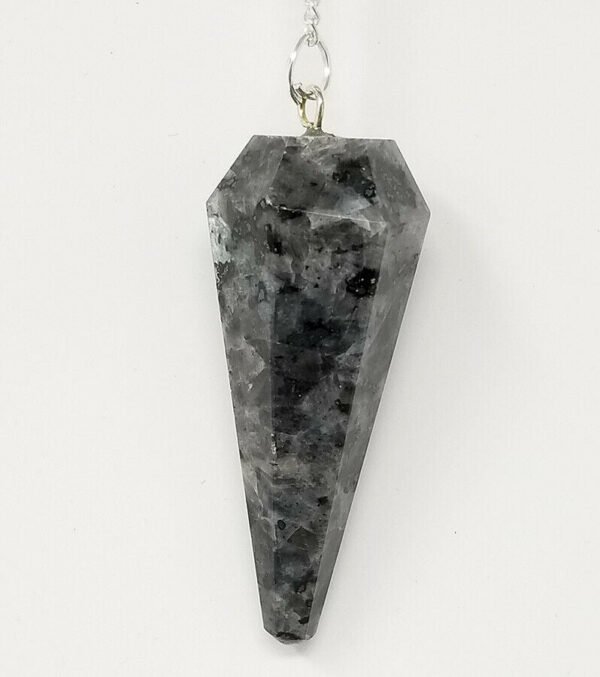 Magicun Stone~Indigo Gabbro Pendulum with Chain, Faceted (Natural Crystal Stone)
