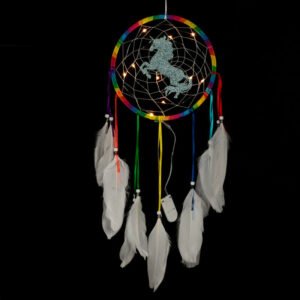 Home Decor~Decorative LED Rainbow Unicorn Dreamcatcher Feathers Light Up Wall Decor