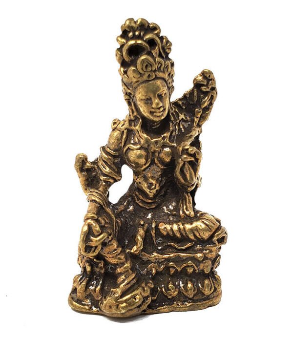 Hinduism Statues & Figures~Brass Antique Finish 1.25" Sitting Tara Mini Statue