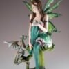 Fairy Collection~Green Fairy With Little Dragon On Mushroom Figurine 10" High Resin Statue New