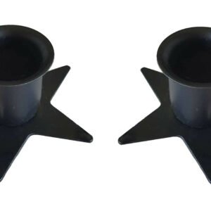 Magic Candle~Set of 2 Solid Metal Black Star Pentagram Taper Candle Holders Bases