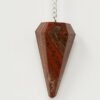 Magicun Stone~Red Jasper Pendulum with Chain, Faceted (Natural Crystal Stone)
