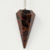 Magicun Stone~Mahogany Obsidian Pendulum with Chain, Faceted (Natural Crystal Stone)