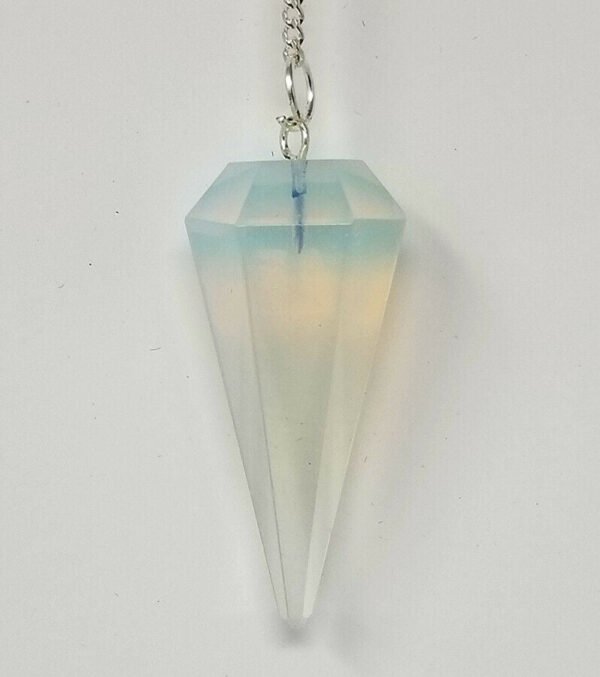 Magicun Stone~Opalite Pendulum with Chain, Faceted (Natural Crystal Stone)