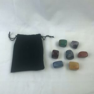 Witchcraft~Gemstone Chakra Balancing Kit With Set Of 7 Tumble Stones & Velvet Carry Pouch