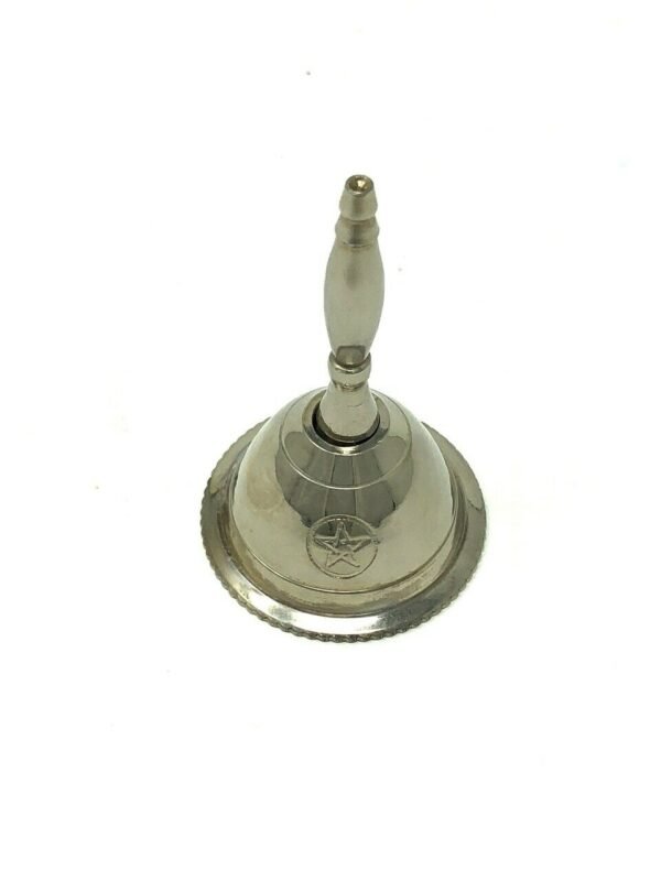 Witchcraft~Silver Tone Small Brass Altar Bell Pentacle Pentagram 3" Wicca New!!