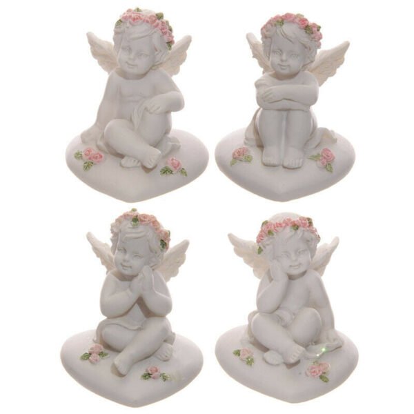 Home Decor~Collectable Cherub Sitting on Heart with Pink Roses