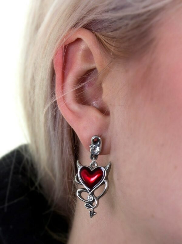 Alchemy - DEVIL HEART - Stud Earrings with SWAROVSKI crystals