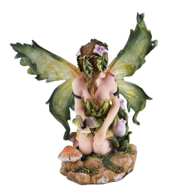 Fairy Collection~Green Fairy With Butterfly Figurine 5" Wing Span New In Box!