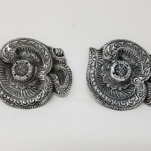 Home Fragrances ~Om Symbol Floral Engraved Silver 5" Stick Cone Incense Burner Ash Catcher 2 pcs