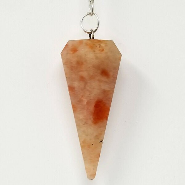 Magicun Stone~Red Moon Stone Pendulum with Chain, Faceted (Natural Crystal Stone)