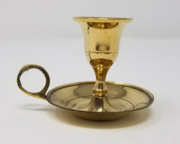 WICCA & PAGANISM~Brass Candle Holder with Finger Ring for Taper Candles (Chamberstick Wicca)