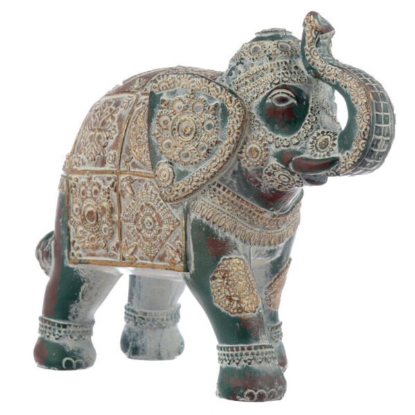 Home Decor~Small Decorative Turquoise and Gold Elephant Sculpture Ornament