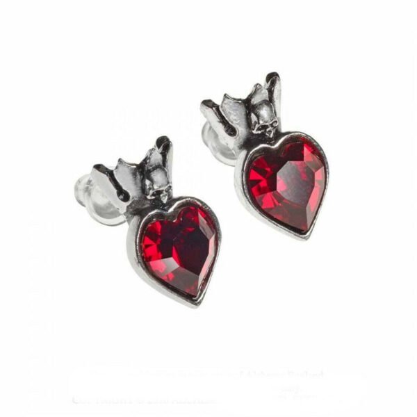 Alchemy Gothic Irish Claddagh Symbol Swarovski Crystal Heart Pewter Ear Studs