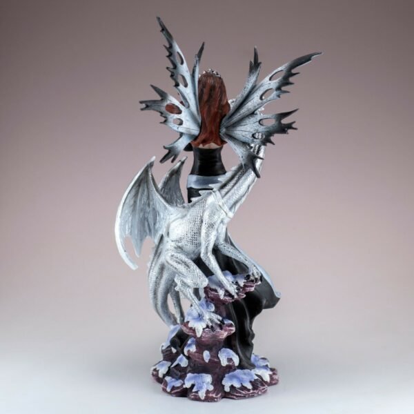 Fairy Collection~Black Fairy With White Dragon Figurine Statue 10.5" High Resin New In Box!