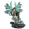 Fairy Collection~Green Fairy On Rock With Dragon Figurine Statue 12.25"H Detailed Resin New