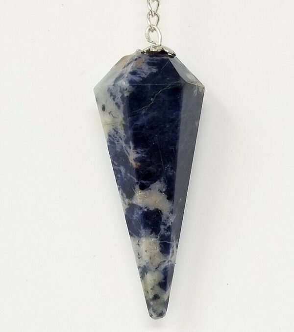 Magicun Stone~Sodalite Pendulum with Chain, Faceted (Natural Crystal Stone)