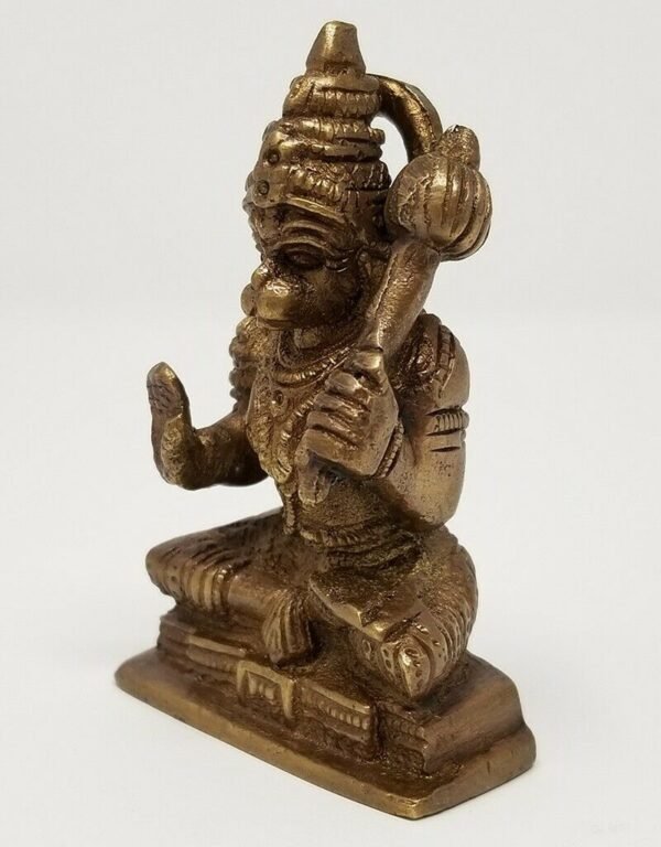 Hinduism Statues & Figures~Brass Antique Finish Blessing Hanuman 3"H 2"W