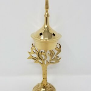 Home Fragrances ~New Tree of Life Brass Cone Burner Tower 7.5"H  Standing Incense Charcoal Burner